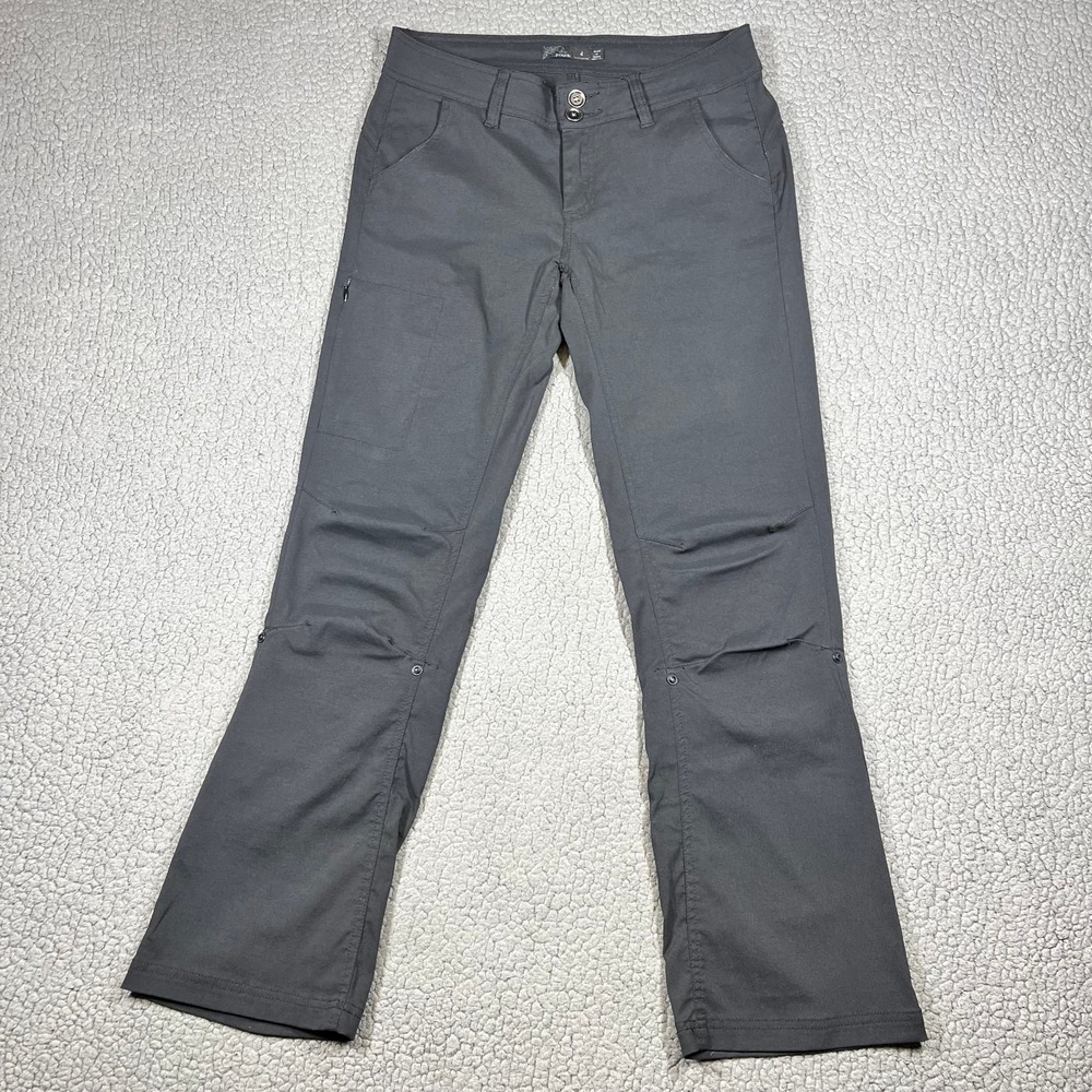 Prana Halle Pants Women's 4 Black Roll Up Hiking Camping Bootcut Waist